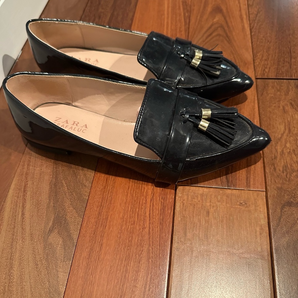 Zara Navy Blue Tassel Loafers